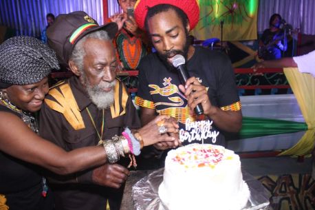 Bunny Wailer celebrating his birtday with son